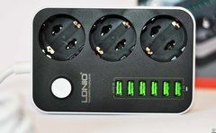 Мережевий подовжувач LDNIO SE3631 6USB/10A/2500W/1,6m Black     