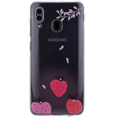 Чохол Epik Luxury Diamond full protective для Samsung Galaxy A20 / A30 Прозорий / Полуниця 