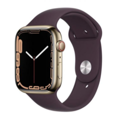 Смарт-годинник Apple Watch Series 7 GPS + Cellular 45mm Gold S. Steel Case w. Dark Cherry Sport Band (MKJF3/MKJX3)