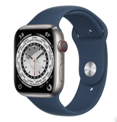 Смарт-годинник Apple Watch Series 7 LTE 45mm Silver Titanium Case w. Abyss Blue Sport Band (ML8W3 + MKUWA3)