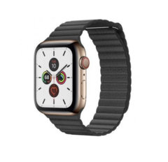 Смарт-годинник Apple Watch Series 5 LTE 44mm Gold Steel with Black Leather Loop (MWQN2)