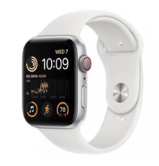 Смарт-годинник Apple Watch SE 2 GPS + Cellular 44mm Silver Aluminum Case with White Sport Band - S/M (MNU13)